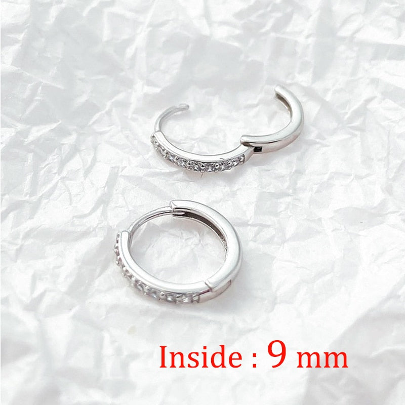 2PCS Stainless Steel Minimal Hoop Earrings Crystal Zirconia Small Huggie Thin Cartilage Earring Helix Tragus Piercing Jewelry